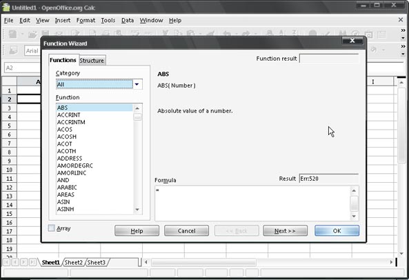 Calc di Open Office